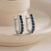 image:imageEVEVIC Austrian Crystal U Shaped Huggie Earrings for Women14K White Gold Plated Hypoallergenic Small Hoop Earring Jewelry GiftsDark Blue