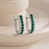 image:imageEVEVIC Austrian Crystal U Shaped Huggie Earrings for Women14K White Gold Plated Hypoallergenic Small Hoop Earring Jewelry GiftsEmerald Green