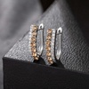 image:imageEVEVIC Austrian Crystal U Shaped Huggie Earrings for Women14K White Gold Plated Hypoallergenic Small Hoop Earring Jewelry GiftsLight Topaz
