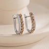 image:imageEVEVIC Austrian Crystal U Shaped Huggie Earrings for Women14K White Gold Plated Hypoallergenic Small Hoop Earring Jewelry GiftsLight Topaz