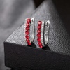 image:imageEVEVIC Austrian Crystal U Shaped Huggie Earrings for Women14K White Gold Plated Hypoallergenic Small Hoop Earring Jewelry GiftsRed