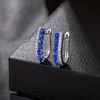 image:imageEVEVIC Austrian Crystal U Shaped Huggie Earrings for Women14K White Gold Plated Hypoallergenic Small Hoop Earring Jewelry Giftsbermuda blue