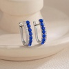 image:imageEVEVIC Austrian Crystal U Shaped Huggie Earrings for Women14K White Gold Plated Hypoallergenic Small Hoop Earring Jewelry Giftsbermuda blue