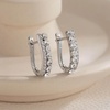 image:imageEVEVIC Austrian Crystal U Shaped Huggie Earrings for Women14K White Gold Plated Hypoallergenic Small Hoop Earring Jewelry Giftswhite clear