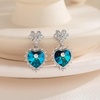 image:imageEVEVIC Austrian Crystal Vintage Sacred Heart Drop Earrings for Women Victorian Style 14k White Gold Plated Dangle Earring Jewelry GiftBermuda Blue