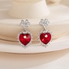 image:imageEVEVIC Austrian Crystal Vintage Sacred Heart Drop Earrings for Women Victorian Style 14k White Gold Plated Dangle Earring Jewelry GiftRed