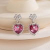 image:imageEVEVIC Austrian Crystal Vintage Sacred Heart Drop Earrings for Women Victorian Style 14k White Gold Plated Dangle Earring Jewelry GiftRose Pink