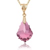 image:imageEVEVIC Austrian Crystals Baroque Pendant Necklace Earrings for Women 14K Gold Plated Hypoallergenic Clip On Drop Dangle Earrings Jewelry Set pink