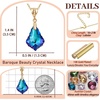 image:imageEVEVIC Austrian Crystals Baroque Pendant Necklace Earrings for Women 14K Gold Plated Hypoallergenic Hook Drop Dangle Earrings Jewelry Set Bermuda Blue