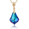 image:imageEVEVIC Austrian Crystals Baroque Pendant Necklace Earrings for Women 14K Gold Plated Hypoallergenic Leverback Drop Dangle Earrings Jewelry Set Bermuda Blue
