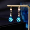 image:imageEVEVIC Austrian Crystals Baroque Pendant Necklace Earrings for Women 14K Gold Plated Hypoallergenic Leverback Drop Dangle Earrings Jewelry Set Bermuda Blue