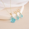 image:imageEVEVIC Austrian Crystals Baroque Pendant Necklace Earrings for Women 14K Gold Plated Hypoallergenic Leverback Drop Dangle Earrings Jewelry SetAquamarine