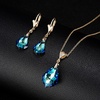 image:imageEVEVIC Austrian Crystals Baroque Pendant Necklace Earrings for Women 14K Gold Plated Hypoallergenic Leverback Drop Dangle Earrings Jewelry SetBermuda Blue