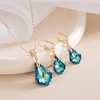 image:imageEVEVIC Austrian Crystals Baroque Pendant Necklace Earrings for Women 14K Gold Plated Hypoallergenic Leverback Drop Dangle Earrings Jewelry SetBermuda Blue