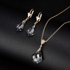image:imageEVEVIC Austrian Crystals Baroque Pendant Necklace Earrings for Women 14K Gold Plated Hypoallergenic Leverback Drop Dangle Earrings Jewelry SetBlack