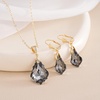image:imageEVEVIC Austrian Crystals Baroque Pendant Necklace Earrings for Women 14K Gold Plated Hypoallergenic Leverback Drop Dangle Earrings Jewelry SetBlack