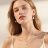 image:imageEVEVIC Austrian Crystals Baroque Pendant Necklace Earrings for Women 14K Gold Plated Hypoallergenic Leverback Drop Dangle Earrings Jewelry SetFern Green