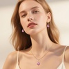 image:imageEVEVIC Austrian Crystals Baroque Pendant Necklace Earrings for Women 14K Gold Plated Hypoallergenic Leverback Drop Dangle Earrings Jewelry SetPink