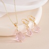 image:imageEVEVIC Austrian Crystals Baroque Pendant Necklace Earrings for Women 14K Gold Plated Hypoallergenic Leverback Drop Dangle Earrings Jewelry SetPink