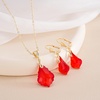 image:imageEVEVIC Austrian Crystals Baroque Pendant Necklace Earrings for Women 14K Gold Plated Hypoallergenic Leverback Drop Dangle Earrings Jewelry SetRed