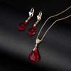 image:imageEVEVIC Austrian Crystals Baroque Pendant Necklace Earrings for Women 14K Gold Plated Hypoallergenic Leverback Drop Dangle Earrings Jewelry SetRed