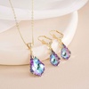 image:imageEVEVIC Austrian Crystals Baroque Pendant Necklace Earrings for Women 14K Gold Plated Hypoallergenic Leverback Drop Dangle Earrings Jewelry SetVitrail Light