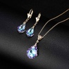 image:imageEVEVIC Austrian Crystals Baroque Pendant Necklace Earrings for Women 14K Gold Plated Hypoallergenic Leverback Drop Dangle Earrings Jewelry SetVitrail Light