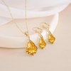 image:imageEVEVIC Austrian Crystals Baroque Pendant Necklace Earrings for Women 14K Gold Plated Hypoallergenic Leverback Drop Dangle Earrings Jewelry SetYellow