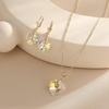 image:imageEVEVIC Austrian Crystals Heart Pendant Necklace Earrings for Women 14K Gold Plated Hypoallergenic Leverback Drop Dangle Earring Jewelry SetAurora Borealis