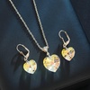 image:imageEVEVIC Austrian Crystals Heart Pendant Necklace Earrings for Women 14K Gold Plated Hypoallergenic Leverback Drop Dangle Earring Jewelry SetAurora Borealis