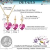 image:imageEVEVIC Austrian Crystals Heart Pendant Necklace Earrings for Women 14K Gold Plated Hypoallergenic Leverback Drop Dangle Earring Jewelry SetFuchsia