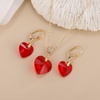 image:imageEVEVIC Austrian Crystals Heart Pendant Necklace Earrings for Women 14K Gold Plated Hypoallergenic Leverback Drop Dangle Earring Jewelry SetRed
