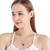 image:imageEVEVIC Austrian Crystals Heart Pendant Necklace Earrings for Women 14K Gold Plated Hypoallergenic Leverback Drop Dangle Earring Jewelry SetRed