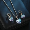 image:imageEVEVIC Austrian Crystals Heart Pendant Necklace Earrings for Women 14K Gold Plated Hypoallergenic Leverback Drop Dangle Earring Jewelry SetVitrail Light