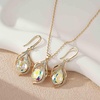 image:imageEVEVIC Austrian Crystals Teardrop Hollow Twisted Pendant Necklace Earrings for Women 14K Gold Plated Halo Drop Dangle Earrings Hypoallergenic Jewelry SetAurora Borealis