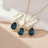 image:imageEVEVIC Austrian Crystals Teardrop Hollow Twisted Pendant Necklace Earrings for Women 14K Gold Plated Halo Drop Dangle Earrings Hypoallergenic Jewelry SetDark Blue