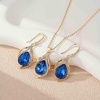 image:imageEVEVIC Austrian Crystals Teardrop Hollow Twisted Pendant Necklace Earrings for Women 14K Gold Plated Halo Drop Dangle Earrings Hypoallergenic Jewelry SetBermuda Blue