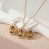 image:imageEVEVIC Austrian Crystals Teardrop Hollow Twisted Pendant Necklace Earrings for Women 14K Gold Plated Halo Drop Dangle Earrings Hypoallergenic Jewelry SetLight Topaz