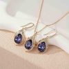image:imageEVEVIC Austrian Crystals Teardrop Hollow Twisted Pendant Necklace Earrings for Women 14K Gold Plated Halo Drop Dangle Earrings Hypoallergenic Jewelry SetTanzanite
