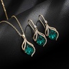 image:imageEVEVIC Austrian Crystals Teardrop Hollow Twisted Pendant Necklace Earrings for Women 14K Gold Plated Halo Drop Dangle Earrings Hypoallergenic Jewelry SetGreen