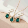 image:imageEVEVIC Austrian Crystals Teardrop Hollow Twisted Pendant Necklace Earrings for Women 14K Gold Plated Halo Drop Dangle Earrings Hypoallergenic Jewelry SetGreen