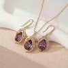 image:imageEVEVIC Austrian Crystals Teardrop Hollow Twisted Pendant Necklace Earrings for Women 14K Gold Plated Halo Drop Dangle Earrings Hypoallergenic Jewelry SetAntique Pink
