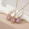 image:imageEVEVIC Austrian Crystals Teardrop Hollow Twisted Pendant Necklace Earrings for Women 14K Gold Plated Halo Drop Dangle Earrings Hypoallergenic Jewelry SetPink
