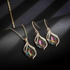 image:imageEVEVIC Austrian Crystals Teardrop Hollow Twisted Pendant Necklace Earrings for Women 14K Gold Plated Halo Drop Dangle Earrings Hypoallergenic Jewelry SetVitrail Medium