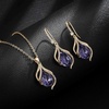 image:imageEVEVIC Austrian Crystals Teardrop Hollow Twisted Pendant Necklace Earrings for Women 14K Gold Plated Halo Drop Dangle Earrings Hypoallergenic Jewelry SetTanzanite