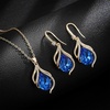 image:imageEVEVIC Austrian Crystals Teardrop Hollow Twisted Pendant Necklace Earrings for Women 14K Gold Plated Halo Drop Dangle Earrings Hypoallergenic Jewelry SetBermuda Blue