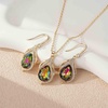 image:imageEVEVIC Austrian Crystals Teardrop Hollow Twisted Pendant Necklace Earrings for Women 14K Gold Plated Halo Drop Dangle Earrings Hypoallergenic Jewelry SetVitrail Medium
