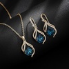 image:imageEVEVIC Austrian Crystals Teardrop Hollow Twisted Pendant Necklace Earrings for Women 14K Gold Plated Halo Drop Dangle Earrings Hypoallergenic Jewelry SetDark Blue