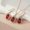 image:imageEVEVIC Austrian Crystals Teardrop Hollow Twisted Pendant Necklace Earrings for Women 14K Gold Plated Halo Drop Dangle Earrings Hypoallergenic Jewelry SetRose Pink