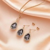 image:imageEVEVIC Austrian Crystals Teardrop Pendant Necklace Earrings for Women 14K Gold Plated Hypoallergenic Jewelry SetBlack